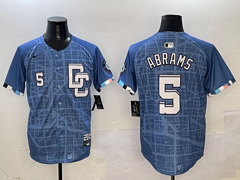 Men Washington Nationals #5 Abrams Blue Joint Name Nike 2025 MLB Jersey style 5